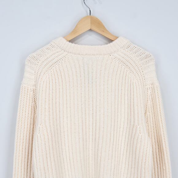 J.Crew Heritage Cotton Fisherman Crewneck Sweater Ivory Size Large NWT - Picture 7 of 9